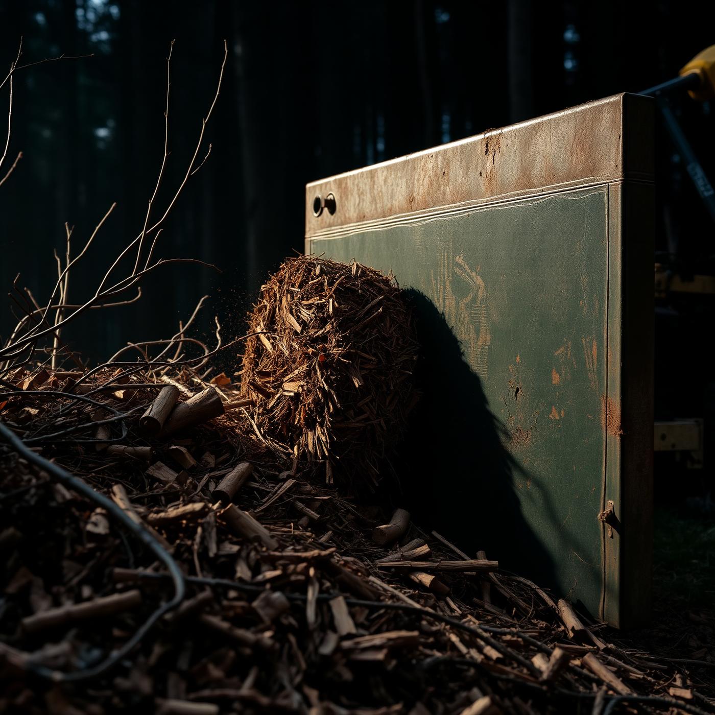 Forestry mulcher grinding brush into nutrient-rich mulch